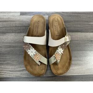 A. Giannetti Women's Floral Slip On Sandals Size 9.5 Made In Italy Leather Boho